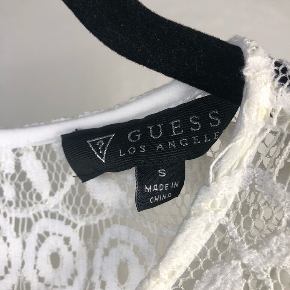 𝅺guess Ivory Lace Macrame Fringe Maxi Dress - Picture 5 of 5